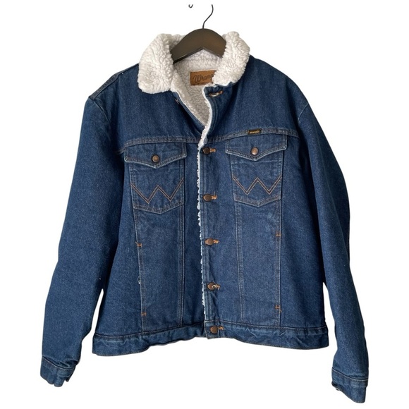 Vintage Wrangler Men’s Sherpa lined Blue Denim Coat - Picture 1 of 8